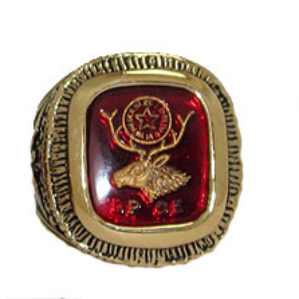 Elks Ring 18KT Gold Men' sRed SZ 10 , 12 New